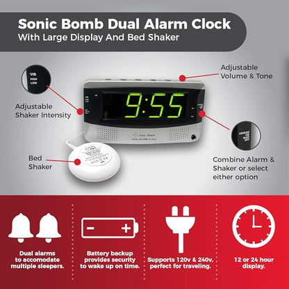 Sonic Alert SBD375SSEU/USA Sonic Boom Dual Alarm Vibrating Alarm Clock