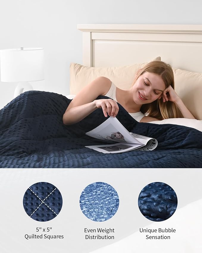 Mr. Sandman Weighted Blanket for Adults, Minky Heavy Blanket for Woman,Man Sleeping Calm, Soft and Cozy Weighted Throw Blankets, Machine Washable, 60 x 80in, 20 Pounds, Navy Blue