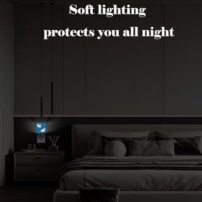 Cute Husky Astronauts on Space Night Light,Plug-in Night Lights with Dusk-to-Dawn Sensor for Stairway,Hallway,Bedroom Sleep Friendly Ideal for Women/Girls/Boys Gift,0.5w
