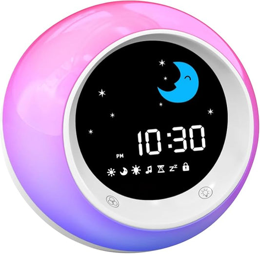 I·CODE Time to Wake Alarm Clock for Kids, Children's Sleep Trainer, Kids Wake Up Light, Sleep Sound Machine, Ideal Gift for Toddlers