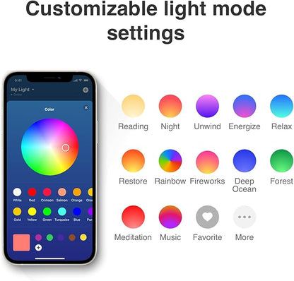 WiiM Wake-up Light, Alexa Built-in, Unlimited Sound Choices, All-in-One Sunrise Alarm Clock, Sound Machine, Sleep Routines and More - Polished Silver