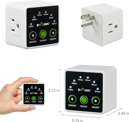 BN-LINK Smart Digital Countdown Timer, Repeat Cycle Timer with 3-Prong Grounded Outlet for Lamps, Light and Home Appliances, 15A/1875W ½ HP
