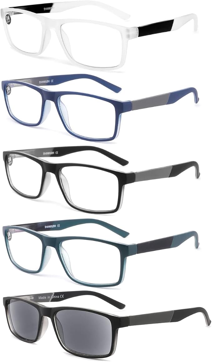 DONGDI Blue Light Blocking Reading Glasses 4 Pack Computer Readers for Women Men,Anti Glare UV Ray Filter Eyeglasses… (5pack-mix, 3.00)