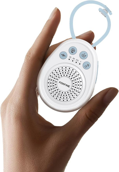 FOXFINE Portable Sound Machine, Travel White Noise Machine with 30 Soothing Sounds, Timer & Memory for Sleeping, Baby, Adults, Blue