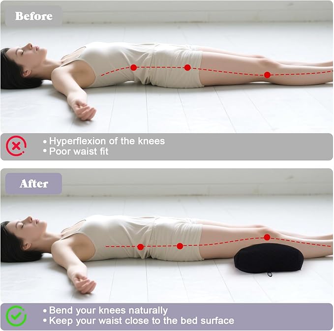 Knee Pillow for Side Sleepers, Leg Support Pillow for Hip Pain Smooth Spine Alignment for Better Sleep, Ideal Pillows for Side Sleeping Knee and Back Pain Relief, Black