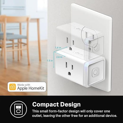 Kasa Smart Plug Mini 15A, Apple HomeKit Supported, Smart Outlet Works with Siri, Alexa & Google Home, UL Certified, App Control, Scheduling, Timer, 2.4G WiFi Only, 2 Count (Pack of 1) (EP25P2), White