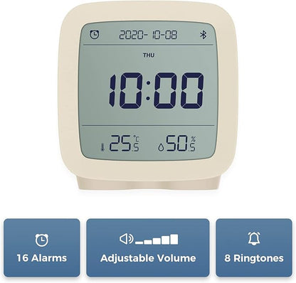 qingping Smart Bluetooth Digital Alarm Clock with Multiple Alarms, Battery Operated Small Alarm Clock with Temperature and Humidity Display for Bedroom, Easy Settings Through app