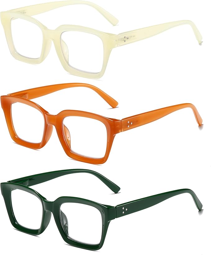 Readers for Women Oprah Style Square Reading Glasses with Spring Hinge Blue Light Blocking for Men Ladies