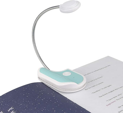 Amber Book Light - Clip On, 2 Modes, Blue Light Blocking for Eye Care, Small Bookmark Light for Kids - White
