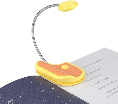 Amber Reading Light Rechargeable, Book Light Kids for Reading in Bed, Clip On Reading Book Light, 2 Lighting Modes, Blue Light Blocking for Eye-Care, Small Bookmark Light for Bookworm-Yellow