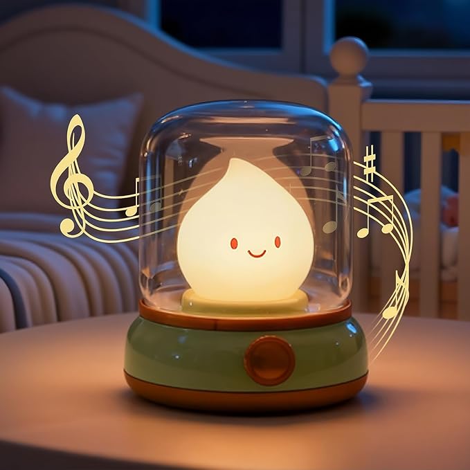 Chibi Flame Lamp, Sleep White Noise Machine Night Light,Waterproof Shower Lamp5 White Noise with 4 Level Volume Adjustment, Rechargeable Lamp,Decor,Gift for Girls