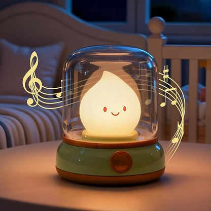Chibi Flame Lamp, Sleep White Noise Machine Night Light,Waterproof Shower Lamp5 White Noise with 4 Level Volume Adjustment, Rechargeable Lamp,Decor,Gift for Girls