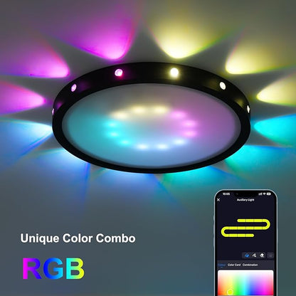 Smart Ceiling Light, RGB LED Ceiling Light Fixture, DIY Colors, Compatible with Alexa,ambiance Lighting for Bedroom