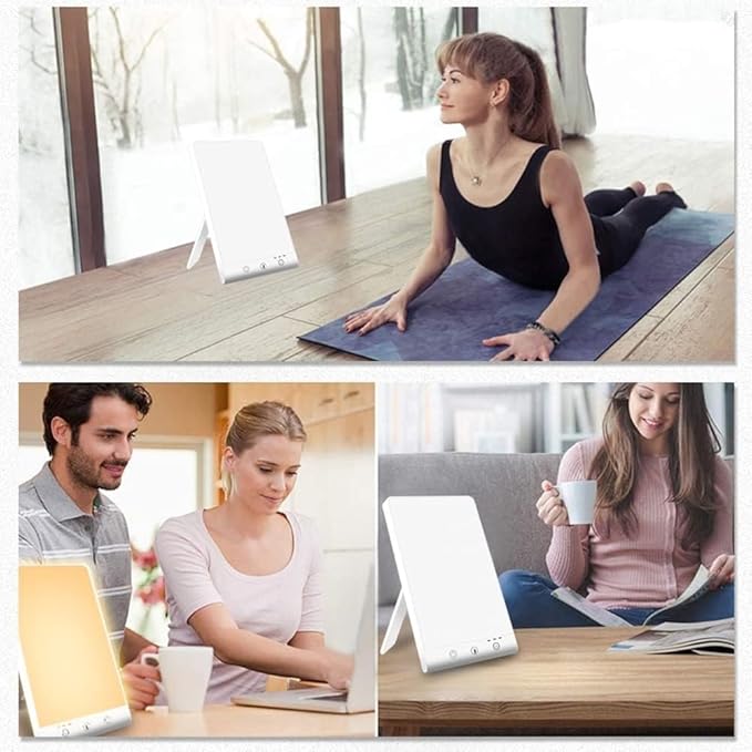 12000 Lux Light Therapy Lamp, with 2 Color Modes, 3 Brightness Levels, 3 Timer Settings, Touch Control UV-Free Sunlight Lamp,White