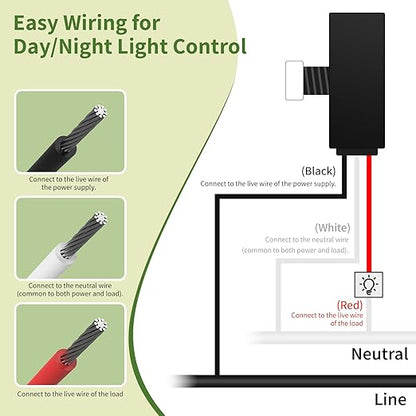 Dusk to Dawn Sensor,Greencycle IP65 Photoelectric Switch for Outdoor Pole Light for Outdoor Lighting 120-277V, Photo Cell Automatic On/Off, Waterproof, Energy Saving,UL Listed,2PK