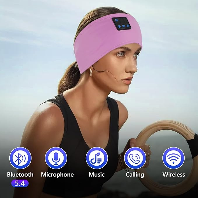 Aurya Sleep Headphones Sports Wireless Bluetooth Headband for Side Sleeper, Bluetooth 5.4, with Ultra-Thin HD Stereo Speaker, Sleeping Headphone for Women Men Running Yoga Workout