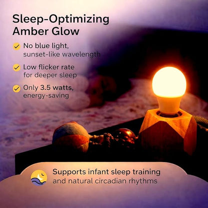 Amber Light Bulbs for Sleep I 1800K Warm Light Bulbs for Bedside Lamp I 3.5W E26 Led Bulb (60W Equiv) Orange Led Lights for Bedroom Soft Warm Lighting I Dim Night Light for Kids Room Warm Light Lamp