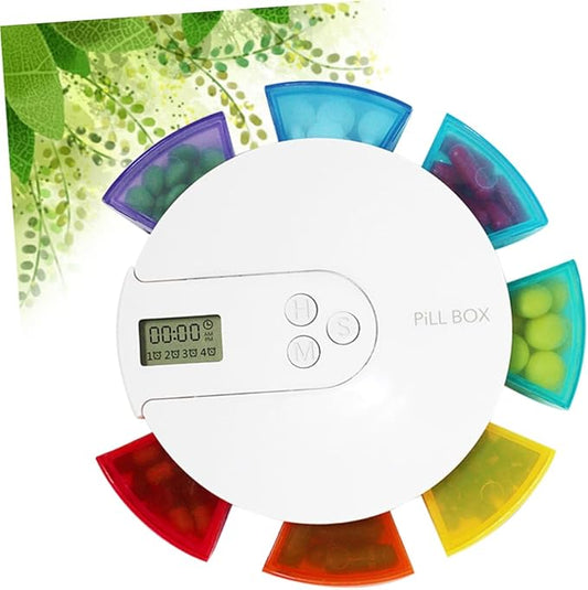 NOLITOY Weekly Organizer Compartments and Alarm Reminder Portable Dispenser for Travel Day Medicine Timer for Vitamins and Medication Management