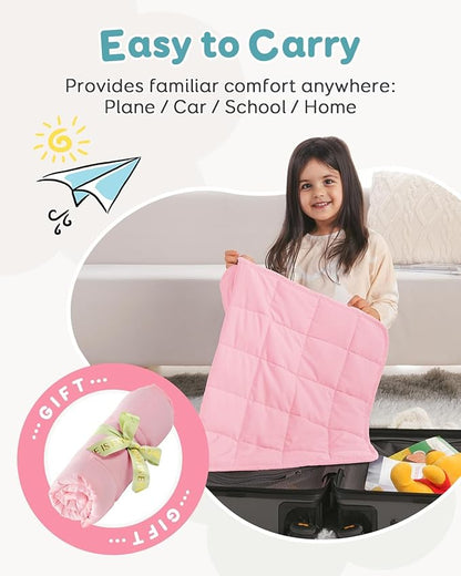 Topblan 2 lb Weighted Blanket, 19" x 21" Mini Weighted Lap Pad, Small Dogs & Cats, Soft Breathable Premium Glass Bead Filling for Calming, Pink