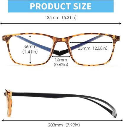 JM 2 Pack Magnetic Reading Glasses for Men Women, Hang Neck Blue Light Blocking Computer Readers Tortoise & Clear +2.25