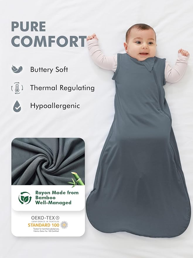 HAPIU Unisex Rayon Made from Bamboo Baby Sleep Sack TOG 0.5, 2-Way Premium Zipper, Wearable Blanket