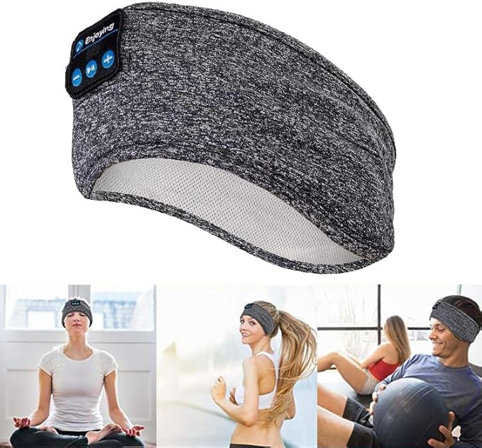 Wireless Bluetooth Sports Headband Headphones Ultra-Thin HD Stereo Perfect for Sleeping .Workout,Jogging,Yoga,Insomnia, Air Travel, Meditation Gray