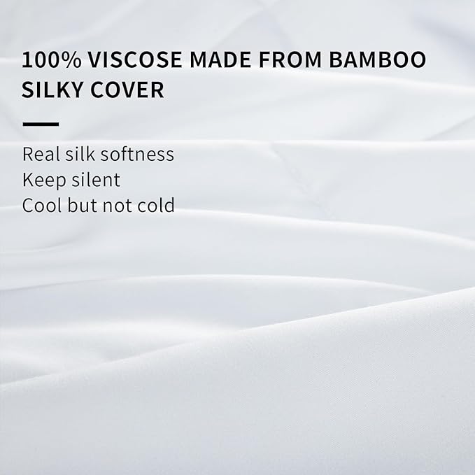HOMBYS Lightweight Cooling Comforter Queen Size,100% Viscose Derived from Bamboo Shell Down Alternative Duvet Insert,White Soft All Season Comforter for Hot Sleepers,8 Corner Tabs