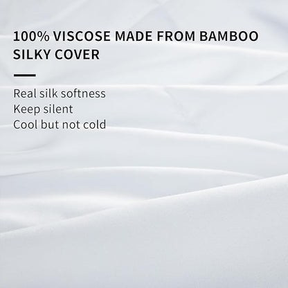 HOMBYS Lightweight Cooling Comforter Queen Size,100% Viscose Derived from Bamboo Shell Down Alternative Duvet Insert,White Soft All Season Comforter for Hot Sleepers,8 Corner Tabs