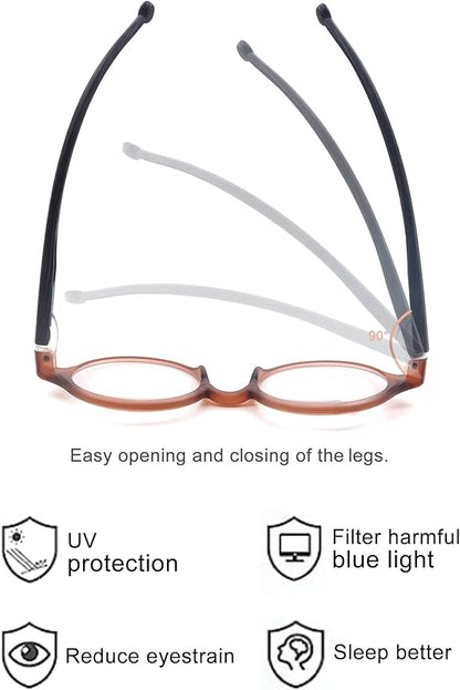 Round Reading Glasses Women Men Blue Light Blocking Circular Readers Unisex Ultra Lightweight Circle Cheaters Glasses