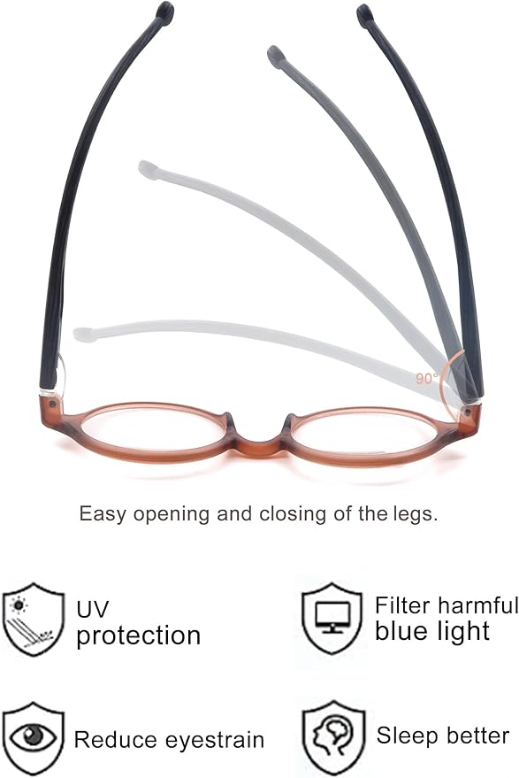Round Reading Glasses Women Men Blue Light Blocking Circular Readers Unisex Ultra Lightweight Circle Cheaters Glasses