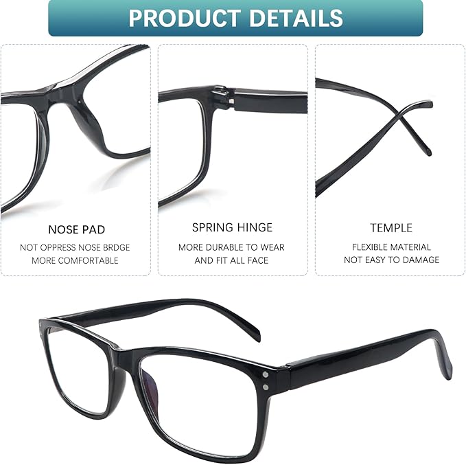 SIGVAN 6 Pack Reading Glasses for Women Men Blue Light Blocking, Spring Hinge Anti Eyestrain Glare Computer Readers (6 Mix-7, 2.75)