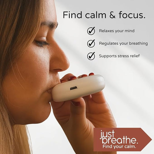 Just Breathe™ Calm Breathing Device – Natural Stress & Anxiety Relief Tool – Helps Regulate Breathing, Reduce Overwhelm & Promote Calm (Drug-Free)