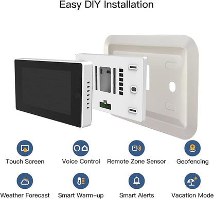 MOES Smart Programmable Thermostat for Home with Zone Remote Sensor and C-Wire Adapter, Tuya/Smart Life Remote Control Work with Alexa and Google Assistant, 7 Day Programmable, C-Wire Optional, 24VAC