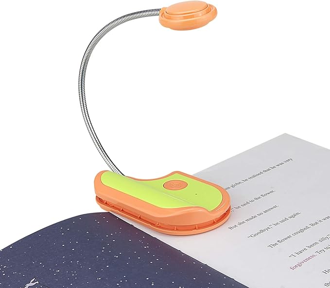 Amber Clip-On Light for Bedtime Reading, 2 Modes, Blue Light Blocking, Bookmark Light - Orange