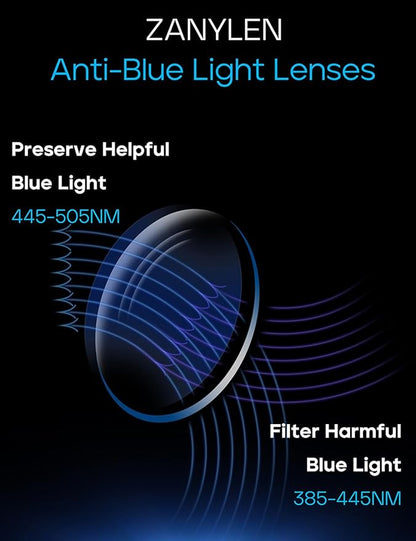 Blue Light Blocking Glasses for Men Metal Browline Computer Gaming Glasses Filter Blue Ray (Black Silver)