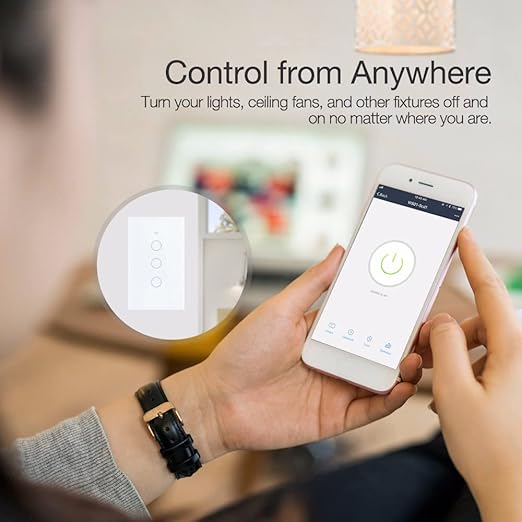 Tuya WiFi Smart Wall Light Switch Glass Screen Touch Sensor Panel Wireless Electrical Control by Voice Control White 3-Gang
