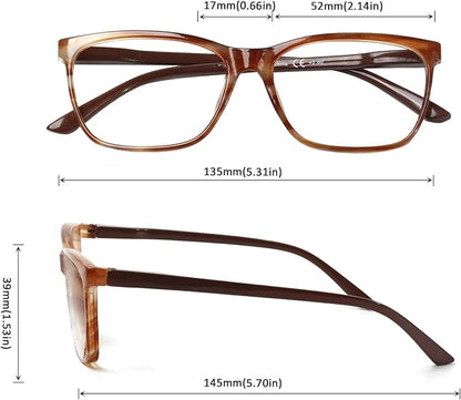 Henotin 4 Pack Ladies Reading Glasses Blue Light Blocking Spring Hinge Readers Anti Eyestrain Computer Eyeglasses (Multicolor-3, 3.5)