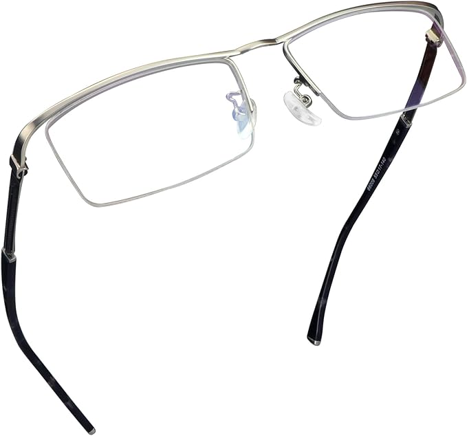 LifeArt Blue Light Blocking Glasses, Anti Eyestrain, Computer Reading Glasses, Gaming Glasses, TV Glasses for Women Men, Stylish Unisex Alloy Square Frame (Silver, +3.00 Magnification)