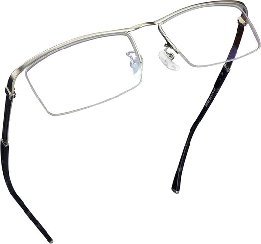 LifeArt Blue Light Blocking Glasses, Anti Eyestrain, Computer Reading Glasses, Gaming Glasses, TV Glasses for Women Men, Stylish Unisex Alloy Square Frame (Silver, +3.75 Magnification)