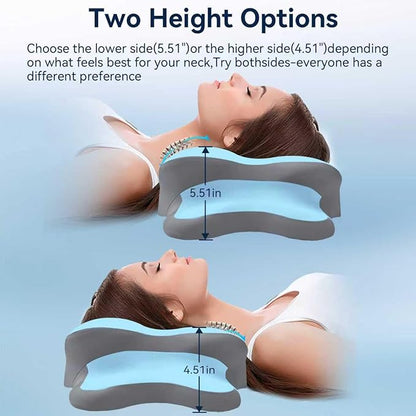 Sleep Apnea Pillow with Neck Pain & Snoring Relief -Orthopedic Cervical Pillow, Ergonomic Contour Memory Foam for Side, Back,Stomach Sleepers, Medium Firm Support (Blue, Queen Size 25" Lx15 Wx5.8 H)