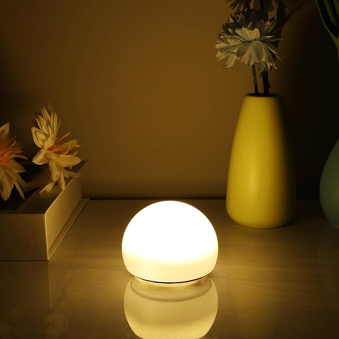 Portable LED Night Lights, Battery Operated, Soft Eye Caring for Sleep Aid, Bedroom Lamps, Wireless Warm Light with Timer (2PCS)