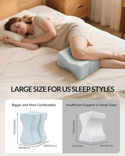 Extra Large Knee Pillow for Side Sleeper - Slow-Recovery Memory Foam Knee Pillow for Hip Pain, Sciatica Relief, & Injury Recovery – Perfect for Tall Individuals and Side Sleepers