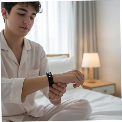 Vibrating Alarm Wristband with Silent Vibration, Waterproof Wrist Watch for Heavy Sleepers, Students and Kids, Unisex Design (Black)
