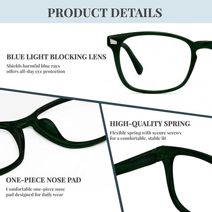 Blue Light Glasses for Woman Men | 99% Blue Light Blocking Glasses | Computer Glassess | Gaming | TV Phone Screen Reader Square Frame | Anti Eyestrain & UV Glare,1 Pack
