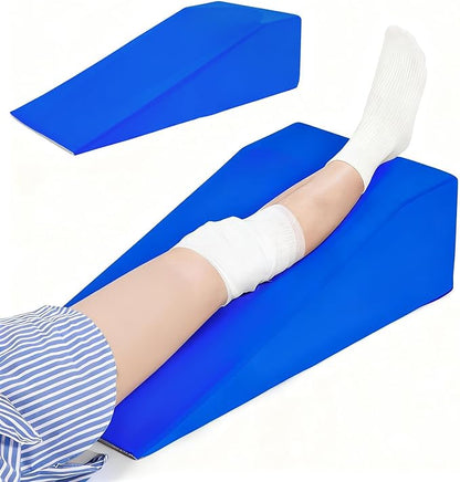 Knee Wedge Pillow | Leg Pillow Elevation Blood Circulation | Leg Elevation Wedge Memory Foam & Machine Washable Cover | Knee Elevation Pillow Post Surgery
