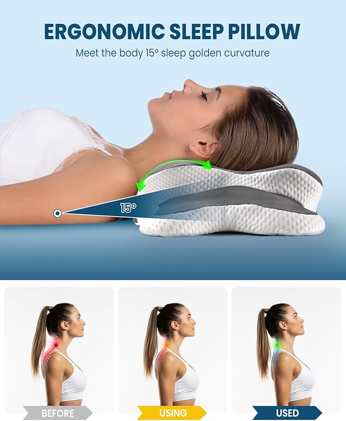 Cooling Pillow for Neck Support, Adjustable Cervical Pillow Cozy Sleeping, Odorless Ergonomic Contour Memory Foam Pillows, Orthopedic Bed Pillow for Side Back Stomach Sleeper