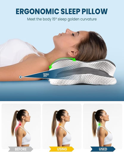 Cooling Pillow for Neck Support, Adjustable Cervical Pillow Cozy Sleeping, Odorless Ergonomic Contour Memory Foam Pillows, Orthopedic Bed Pillow for Side Back Stomach Sleeper
