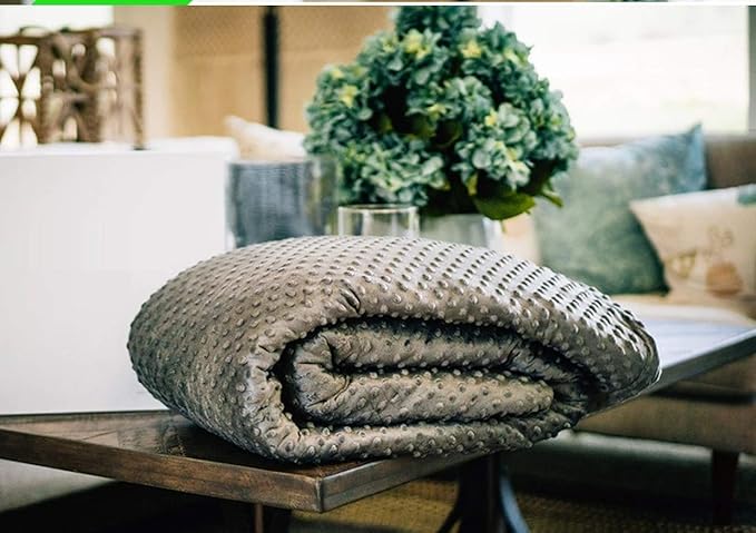 Blue Ridge Home Fashions 15 lbs, 20 lbs, 25 lbs, Cooled Weighted Blanket for Adults Removable Duvet Cover, 60x80 Breatable Machine Washable Premium Cotton, 48x72''/15lb, Gray/Light Gray