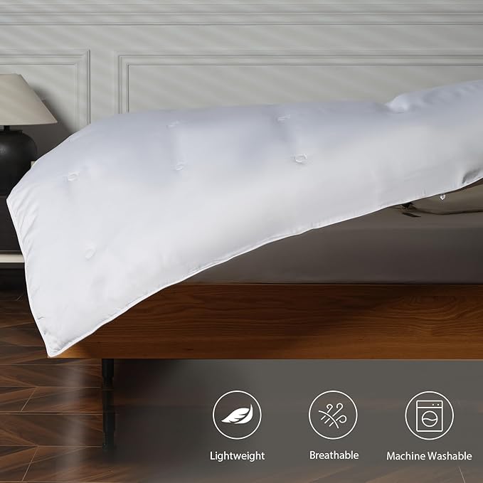 EP Mode Mulberry Silk Filled Quilt with 100% Viscose from Bamboo Fabric, Natural Lightweighted Cooling Comforter (White, King 102” X 88”)