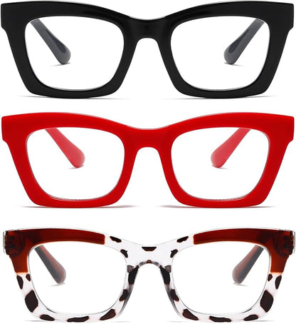 Hubeye Oprah Style Reading Glasses for Women Men Blue Light Blocking Computer Square Readers with Spring Hinge